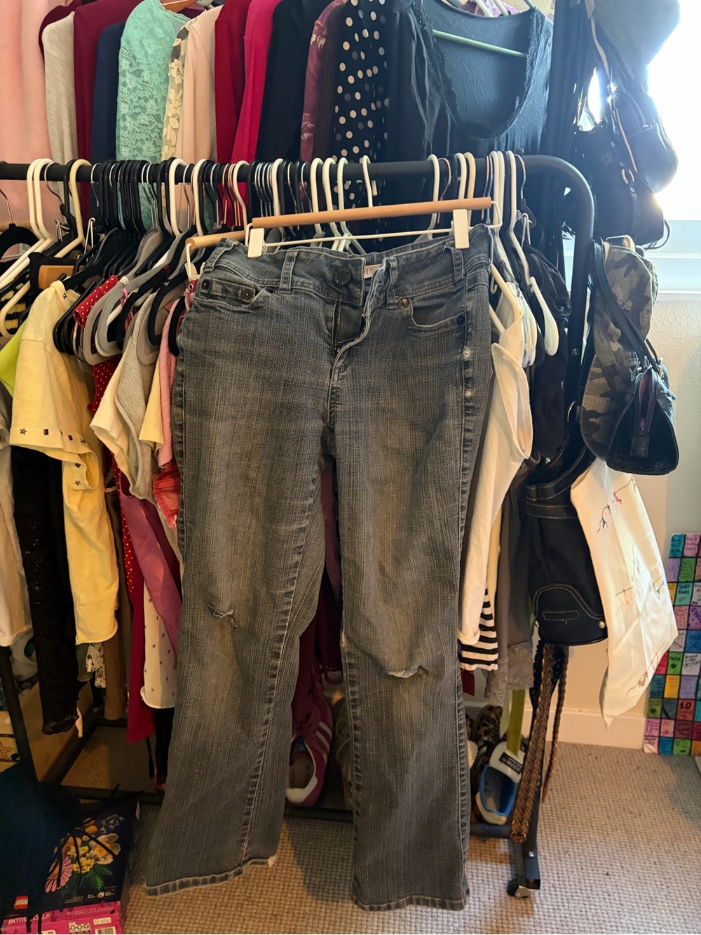 Mixit Gray Distressed Flared Jeans